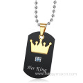 Valentines Stainless Steel Gold Crown Couple Necklace